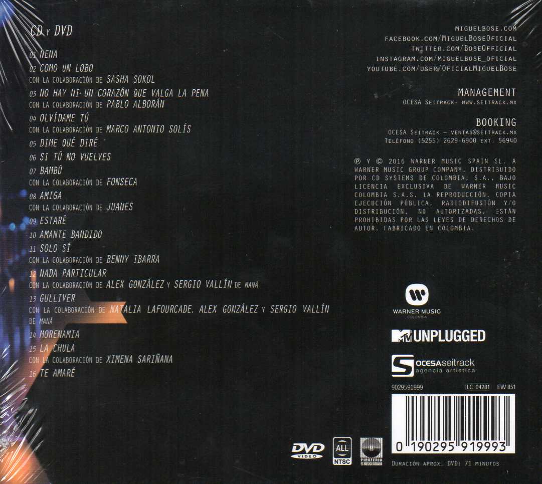 CD+DVD Bosé ‎– MTV Unplugged - Image 2