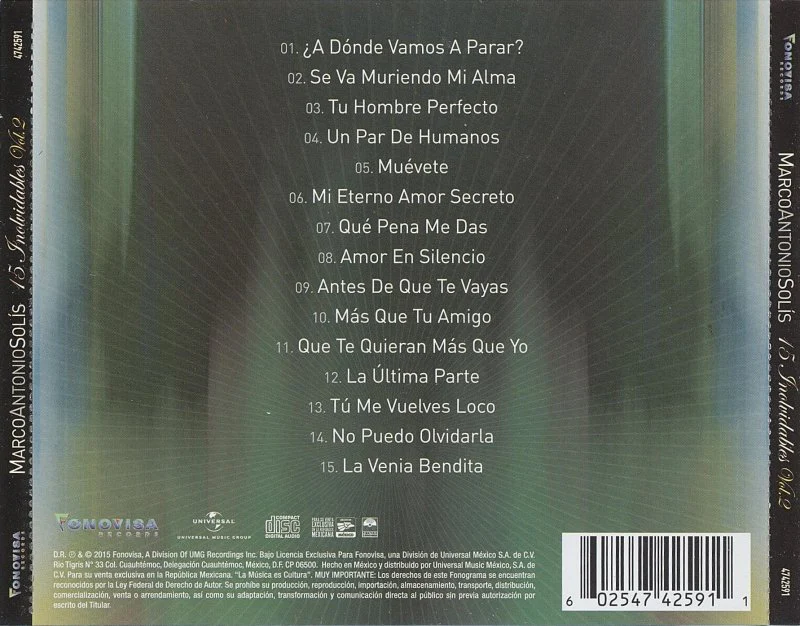 CD Marco Antonio Solís - 15 Inolvidables Vol.2 - Image 2