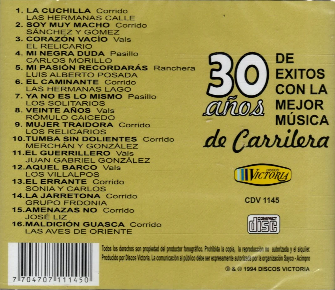 CD Carnaval - 30 Años De Éxitos Con La Mejor Música De Carrilera - Image 2
