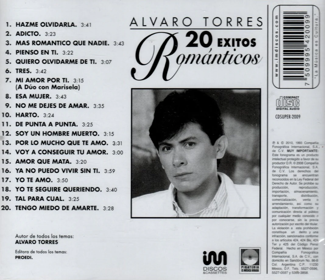 CD Alvaro Torres - 20 Exitos Romanticos - Image 2