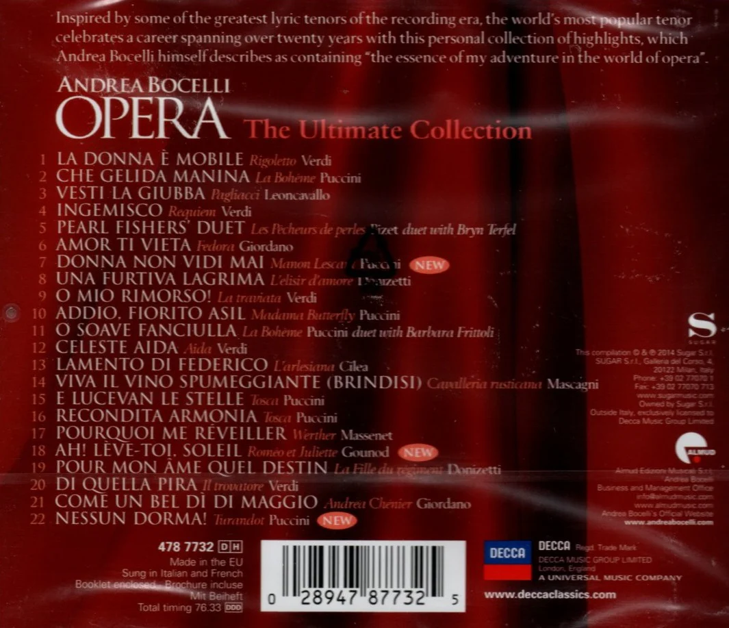 CD Andrea Bocelli - Opera The Ultimate Collection - Image 2