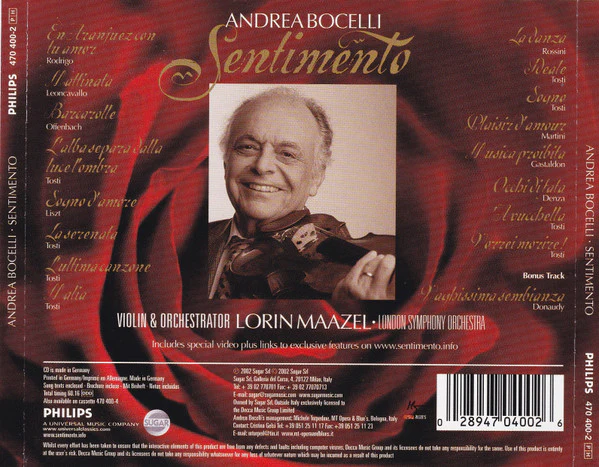 CD Andrea Bocelli – Sentimento - Image 2
