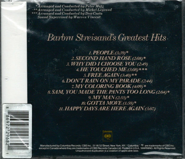 CD Barbra Streisand's - Greatest Hits - Image 2