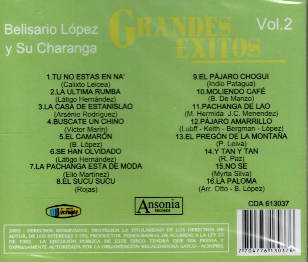 CD Belisario López Y Su Charanga - Grandes Éxitos Vol.2 - Image 2
