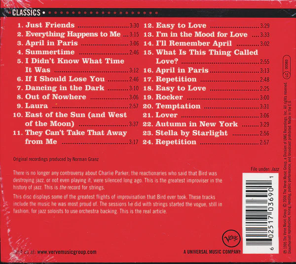 CD Charlie Parker – Charlie Parker With Strings: The Master Takes - Image 2