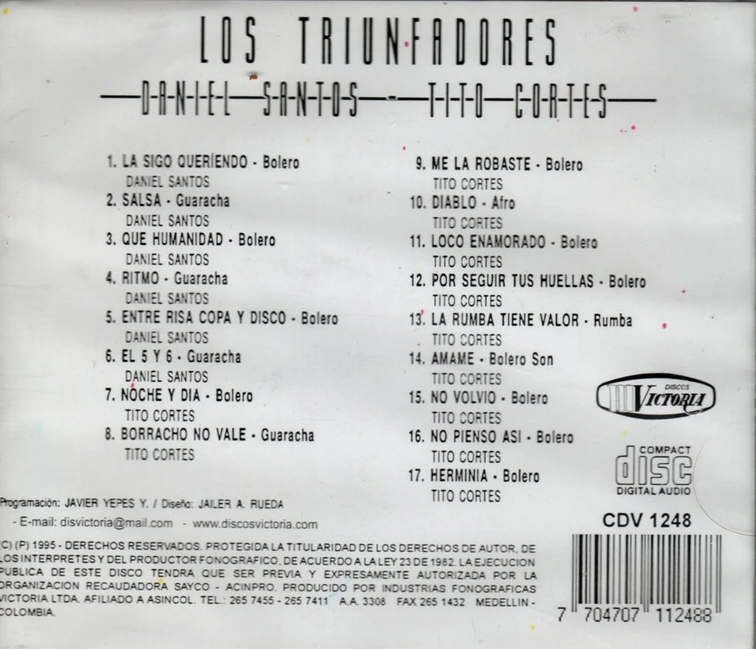 CD Daniel Santos Y Tito Cortes ‎– Los Triunfadores - Image 2