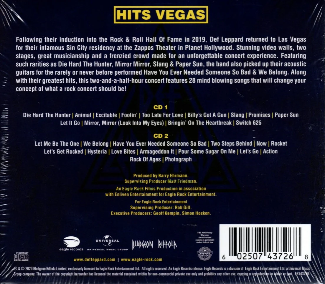 CD X2 Def Leppard – Hits Vegas (Live At Planet Hollywood) - Image 2