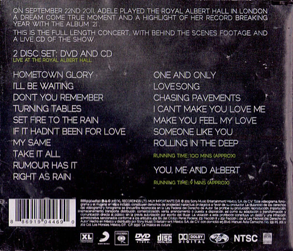 CD + DVD Adele  ‎– Live At The Royal Albert Hall - Image 2