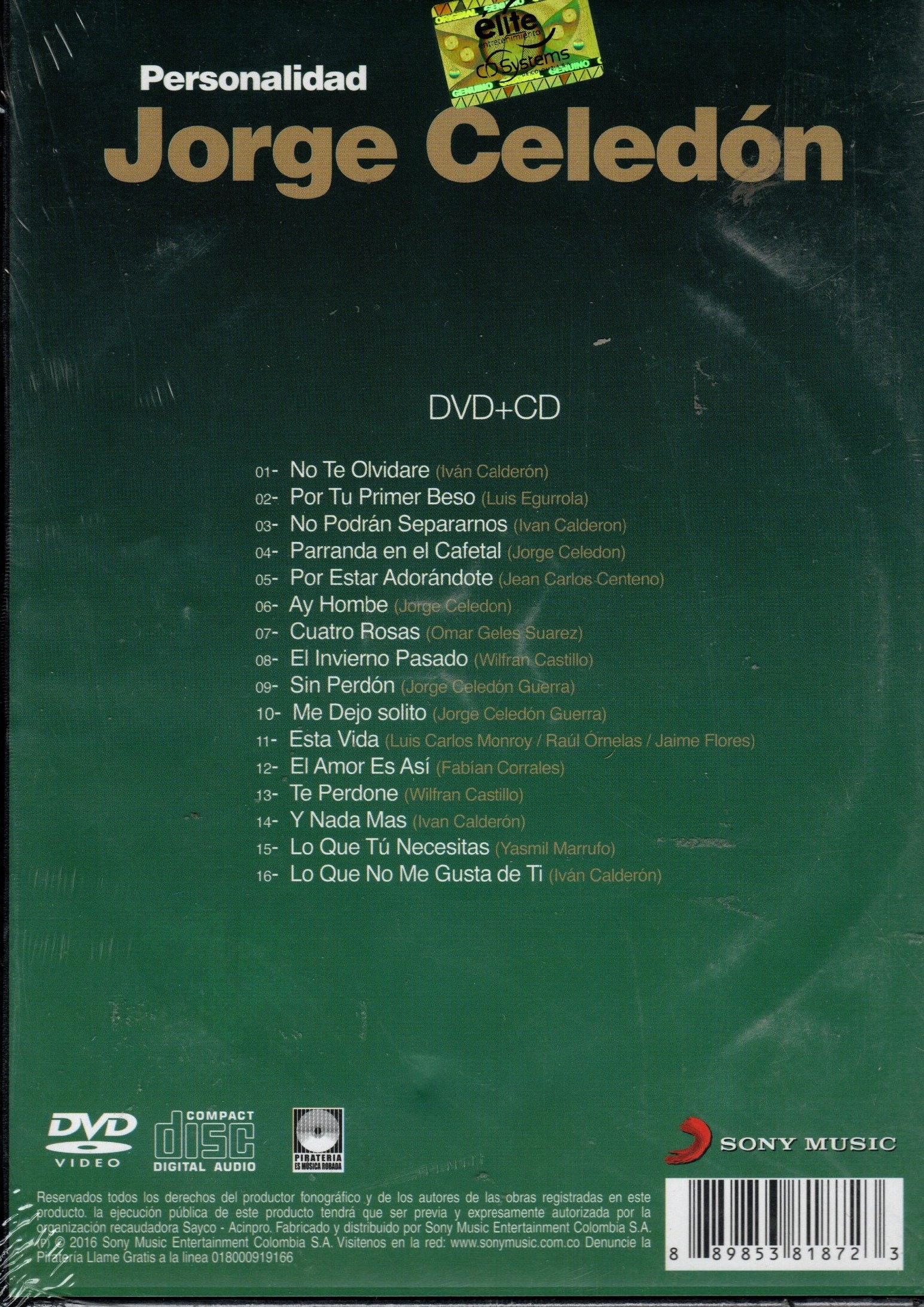 CD+DVD Jorge Celedón - Personalidad - Image 2