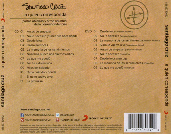 CD +DVD Santiago Cruz - A Quien Corresponda - Image 2
