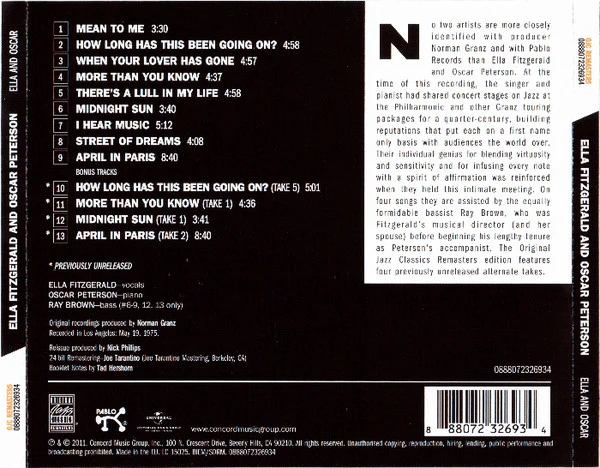 CD Ella Fitzgerald & Oscar Peterson – Ella And Oscar - Image 2