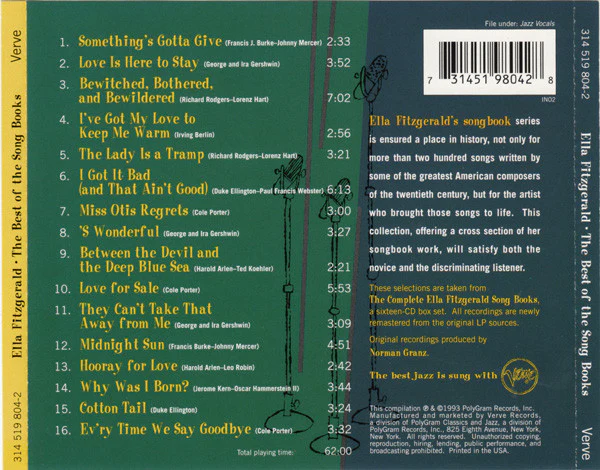 CD Ella Fitzgerald ‎– The Best Of The Song Books - Image 2