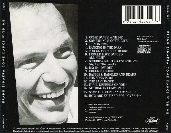 CD Frank Sinatra With Billy May And His Orchestra – Come Dance With Me! - Image 2