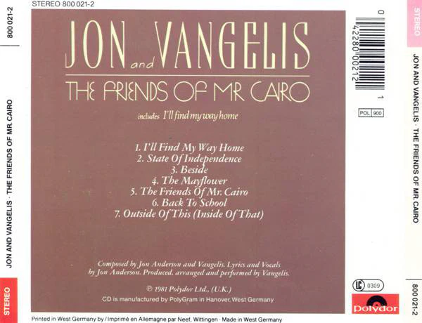 CD Jon And Vangelis – The Friends Of Mr. Cairo - Image 2