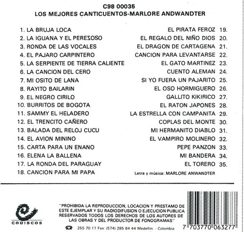 CD  Los Mejores Canticuentos -Marlore Anwandter - Image 2