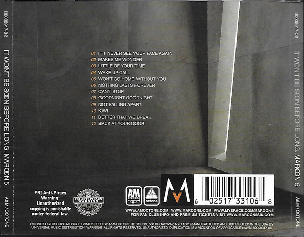 CD Maroon 5 – It Won't Be Soon Before Long - Image 2