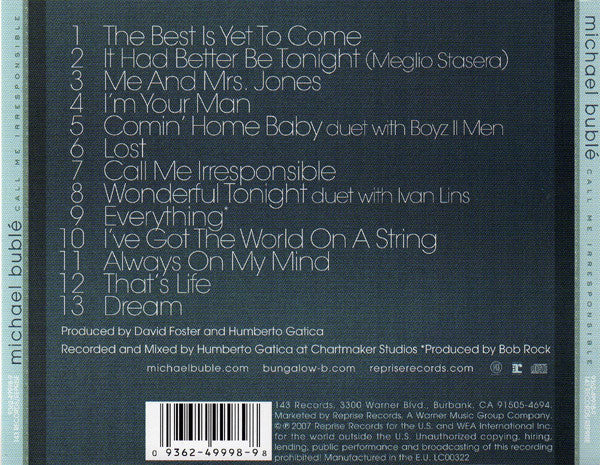 CD Michael Bublé – Call Me Irresponsible - Image 2