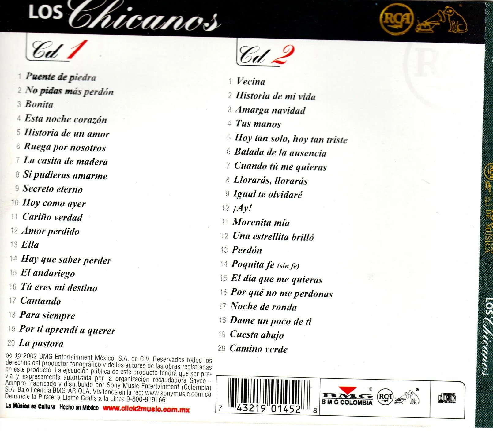 CD x2 RCA 100 AÑOS MUSICA LOS CHICANOS - Image 2