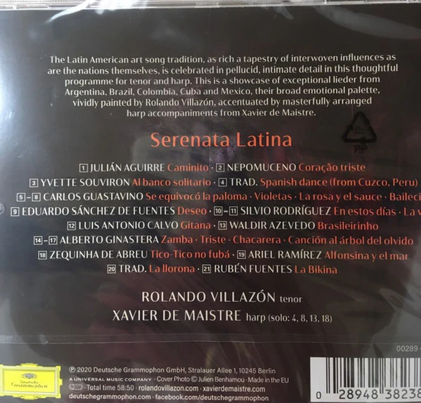 CD  Rolando Villazón, Xavier De Maistre – Serenata Latina - Image 2