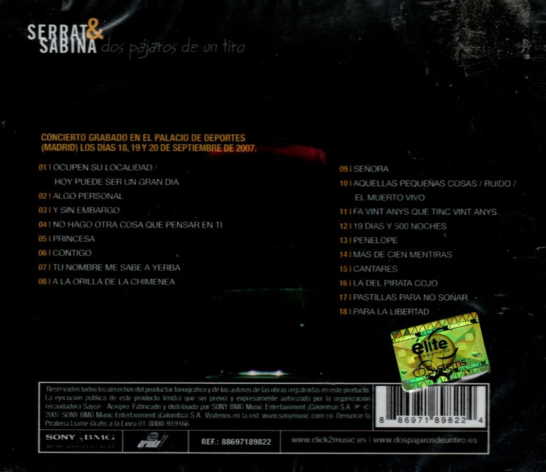 CD Serrat & Sabina – Dos Pájaros De Un Tiro - Image 2