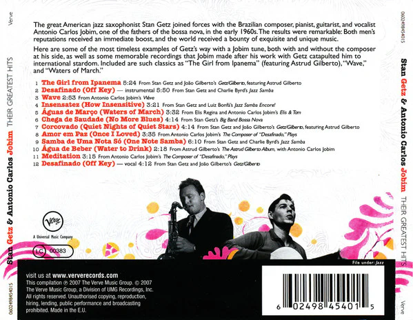 CD Stan Getz & Antonio Carlos Jobim – Their Greatest Hits - Image 2