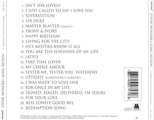 CD Stevie Wonder – Song Review - A Greatest Hits Collection - Image 2