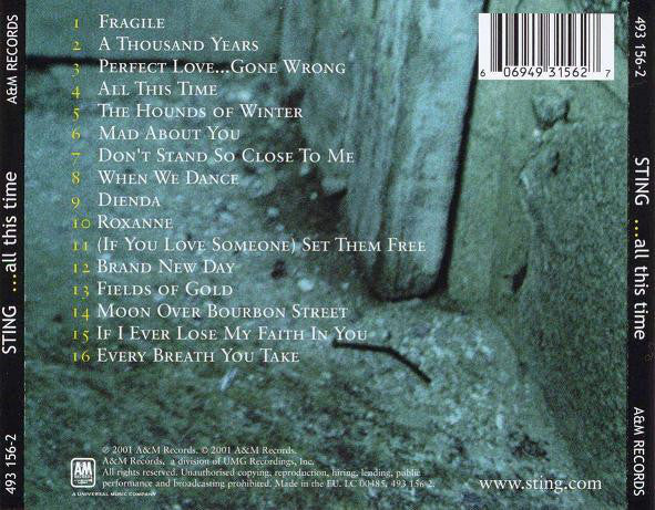 CD Sting ‎– ...All This Time - Image 2