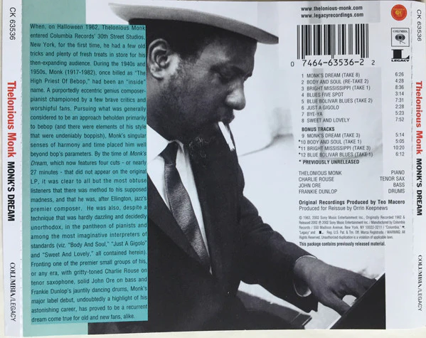CD The Thelonious Monk Quartet – Monk's Dream - Image 2