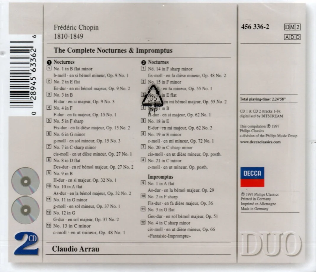 CD X2 Chopin, Claudio Arrau - Sämtliche Nocturnes & Impromptus - Image 2