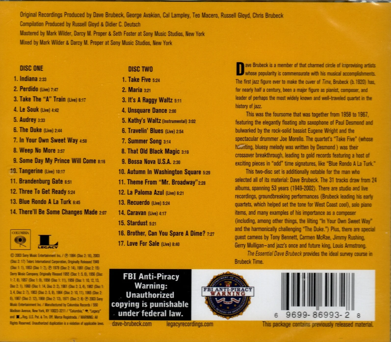 CDX2 Dave Brubeck – The Essential Dave Brubeck - Image 2
