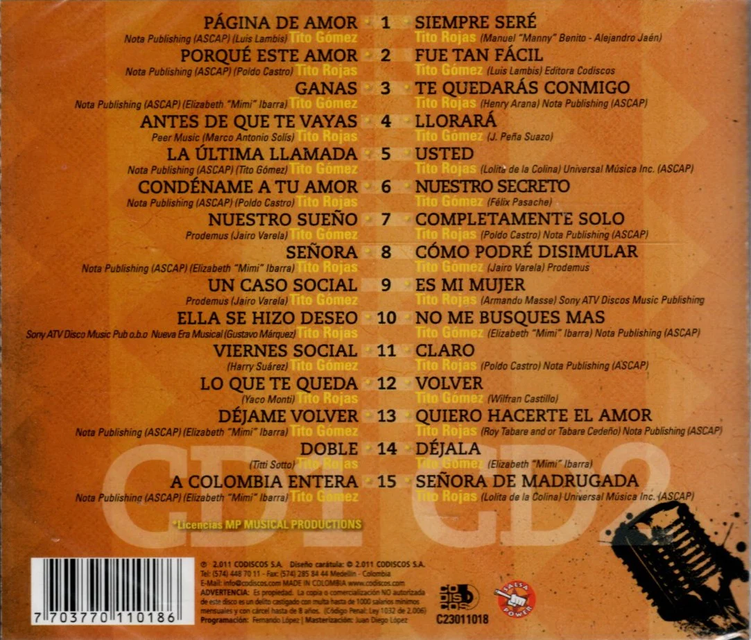 CD X2 De Tito Gómez A Tito Rojas - Image 2