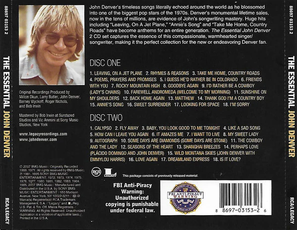 CD X2 John Denver ‎– The Essential John Denver - Image 2