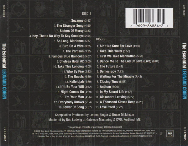 CDX2 Leonard Cohen - The Essential - Image 2