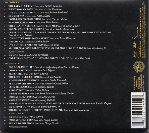 CDX2 Sinatra ‎– Duets (Twentieth Anniversary) - Image 2