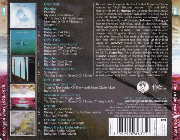 CD X3 Tangerine Dream – The Virgin Years 1974-1978 - Image 2