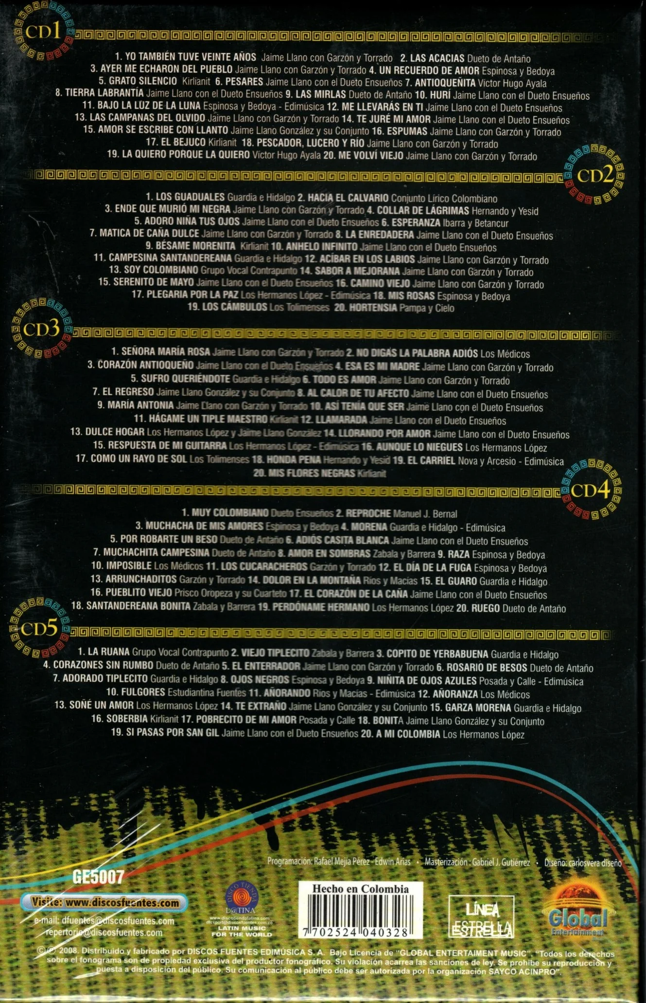 CD X5 100 Mejores canciones de la música Colombiana del siglo - Image 2