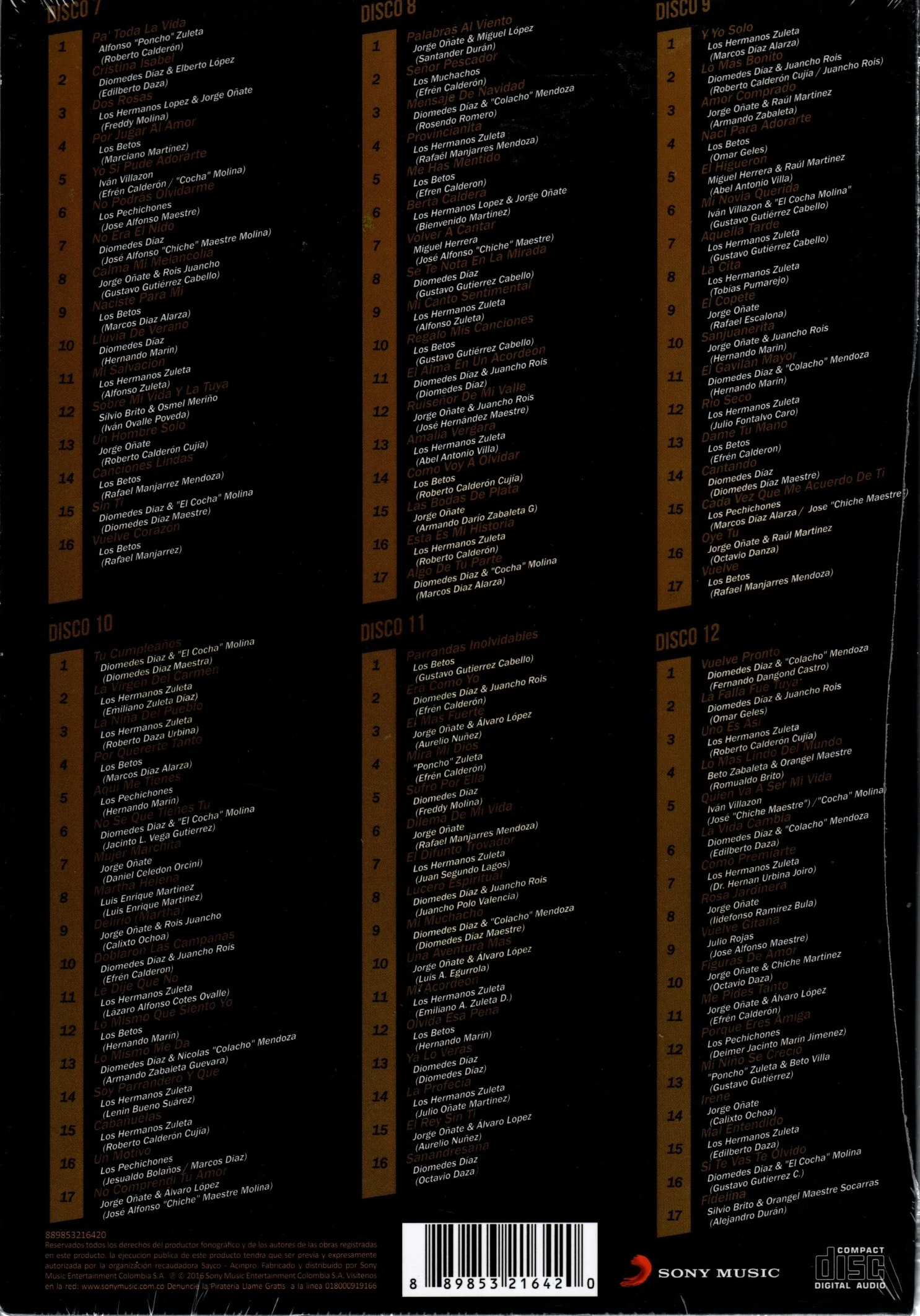CD X6 El Vallenato - Historia musical de Colombia Vol.2 - Image 2