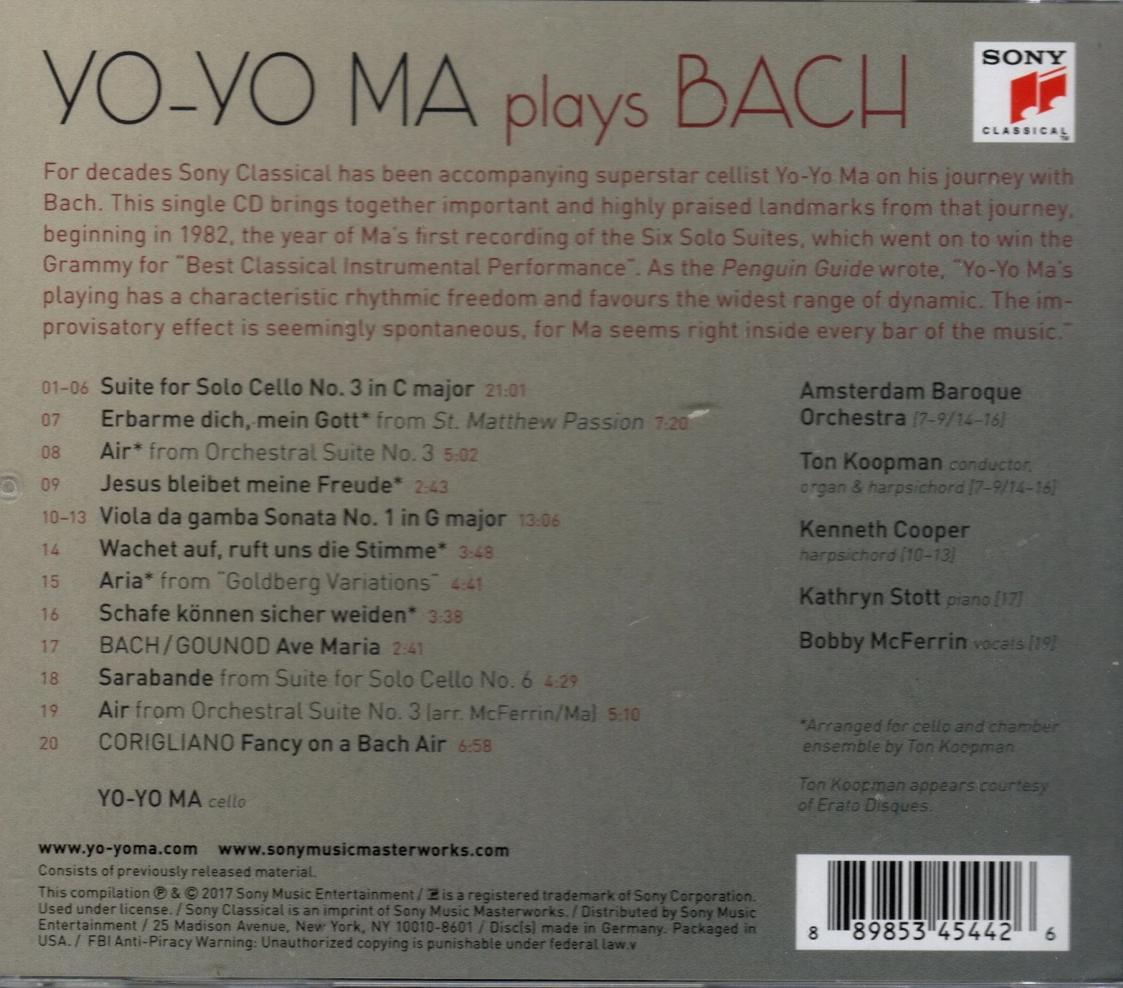 CD Yo-Yo Ma – Yo-Yo Ma Plays Bach - Image 2