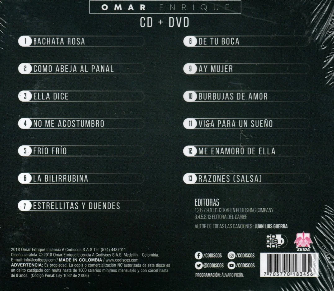 CD+DVD Omar Enrique - Bachata Rosa Y Otros Éxitos (Tributo A Juan Luis Guerra) - Image 2