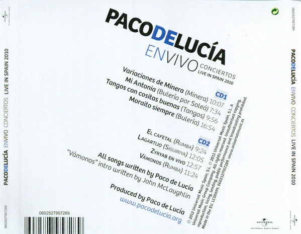 CD x 2 Paco de Lucía · Live Spanish Concerts - Image 2