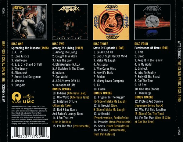 CDX4 Anthrax ‎– Aftershock (The Island Years 1985-1990) - Image 2
