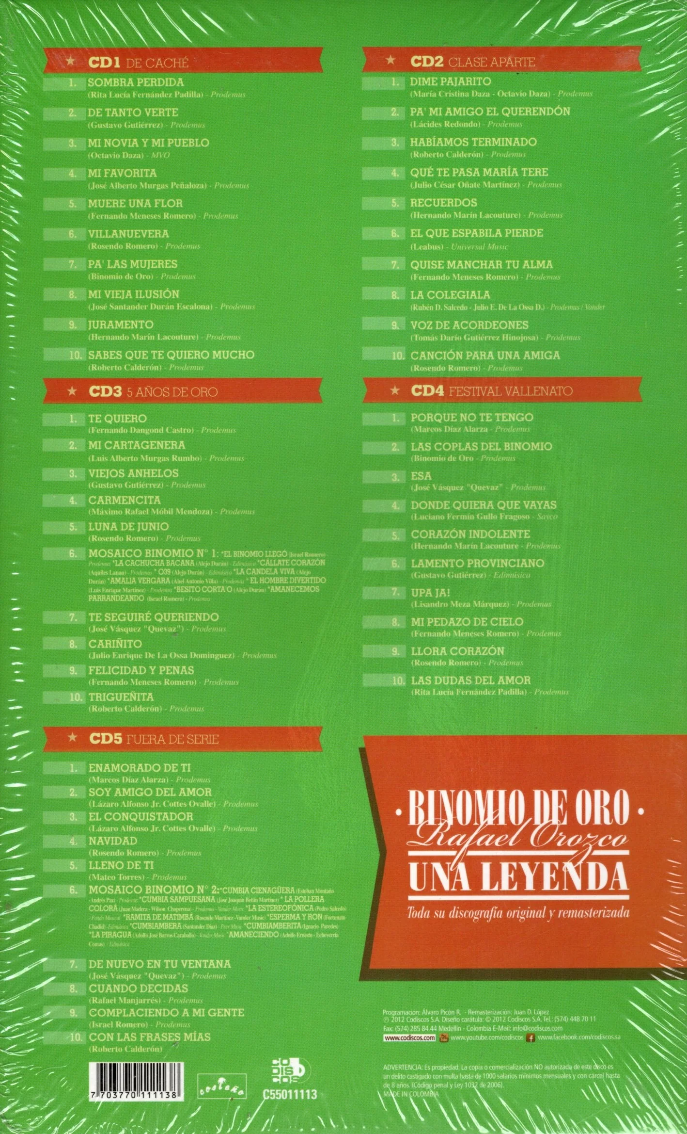 CDX5 Bionomio de Oro - Rafael Orozco Una Leyenda Volumen 2 - Image 2