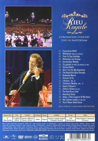 DVD André Rieu – Rieu Royale (Coronation Concert Live In Amsterdam) - Image 2