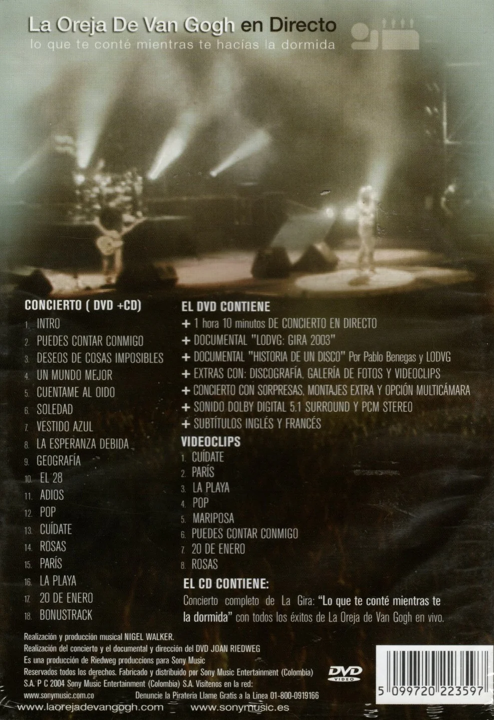 DVD + CD La Oreja De Van Gogh -  Lo Que Te Conté Mientras Te Hacías La Dormía (En Directo) - Image 2