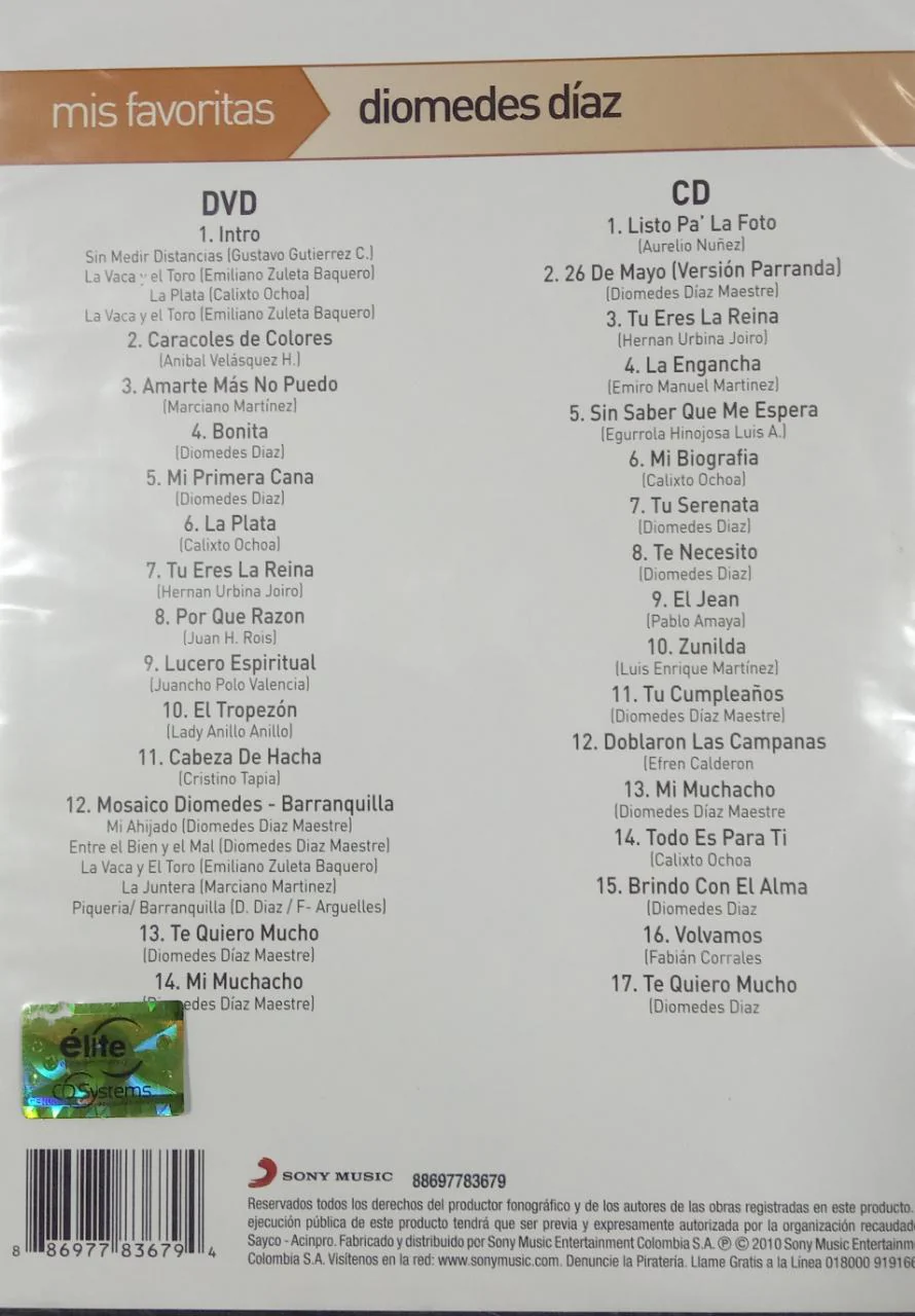DVD Diomedes Díaz – Grandes Exitos Mis favoritas - Image 2