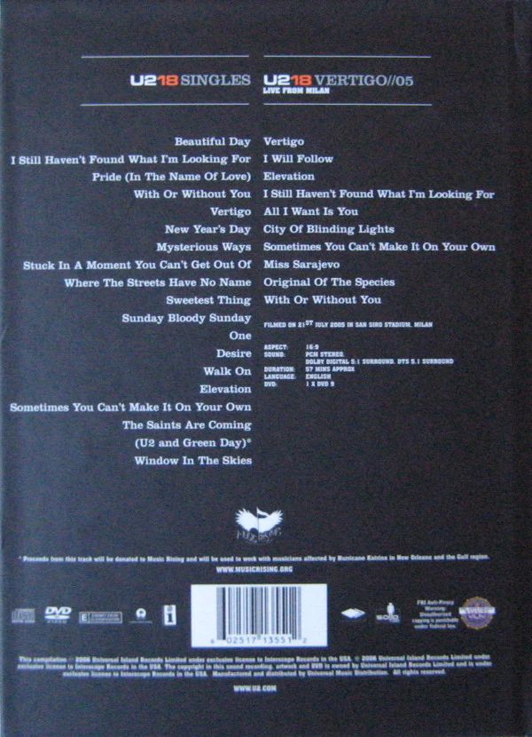 DVD U2 ‎– U218 Singles - Image 2