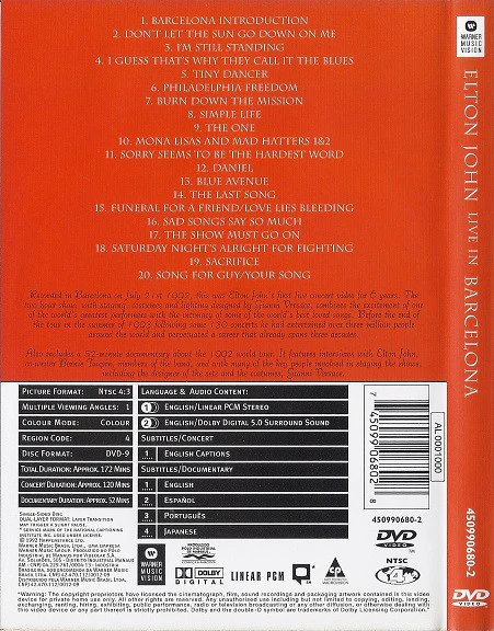 ELTON JOHN – LIVE IN BARCELONA / DVD - Image 2