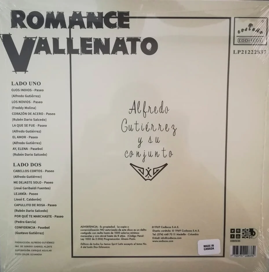 LP Alfredo Gutiérrez Y Su Conjunto – Romance Vallenato - Image 2