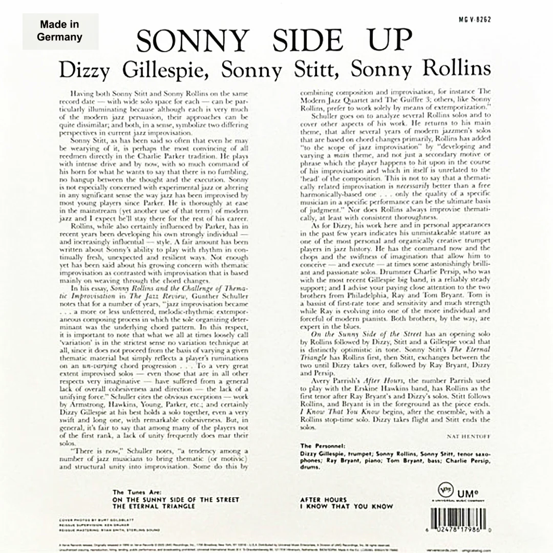 LP Dizzy Gillespie, Sonny Stitt, Sonny Rollins – Sonny Side Up - Image 2