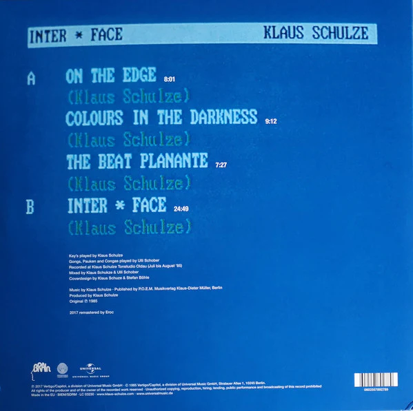 LP Klaus Schulze – Inter * Face - Image 2